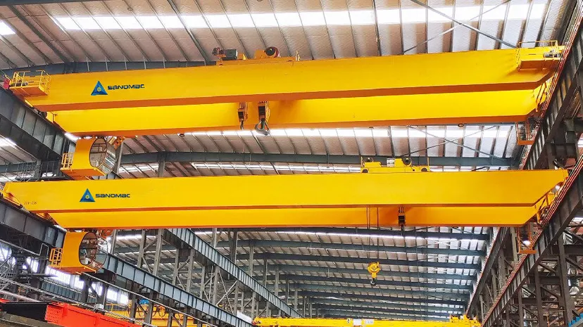 Double girder overhead cranes taking shape inside the assembly hall