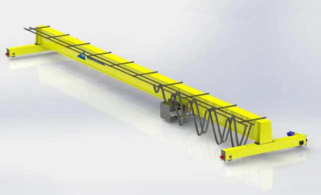 European single girder overhead crane with an underslung electric hoist