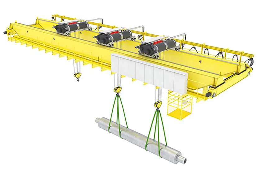 Double girder overhead bridge crane with trolley, hoist and end carriages