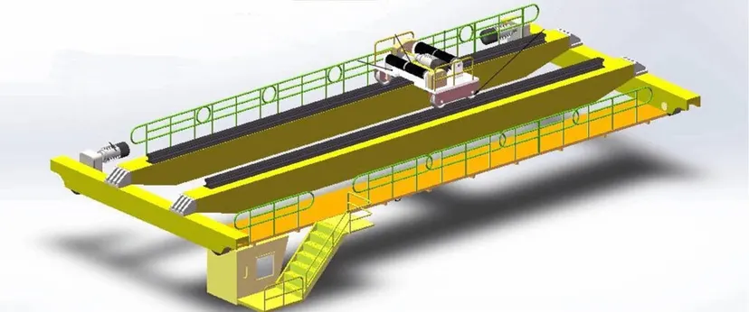 3D design model of a double girder overhead crane under review